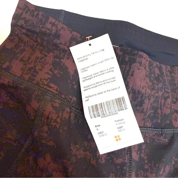 NWT Sweaty Betty Zero Gravity Leggings 7/8 Purple